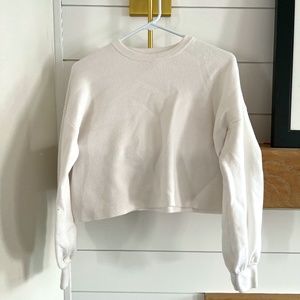 SAGE THE LABEL- White Oversized Cropped Crewneck Sweater